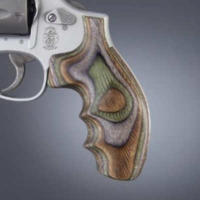 POIGNÉE BOIS LAMO CAMO POUR SMITH & WESSON K/L ROUND BUTT AVEC EMPREINTES DE DOIGTS
