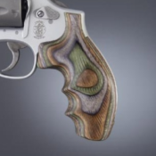 POIGNÉE BOIS LAMO CAMO POUR SMITH & WESSON K/L ROUND BUTT AVEC EMPREINTES DE DOIGTS