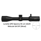 Lunette de chasse GPO Spectra 4x - 2,5-10x44 - RETICULE G4 