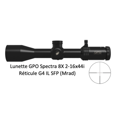 Lunette de battue GPO Spectra 8X -  2-16x44i- RETICULE G4 IL SFP